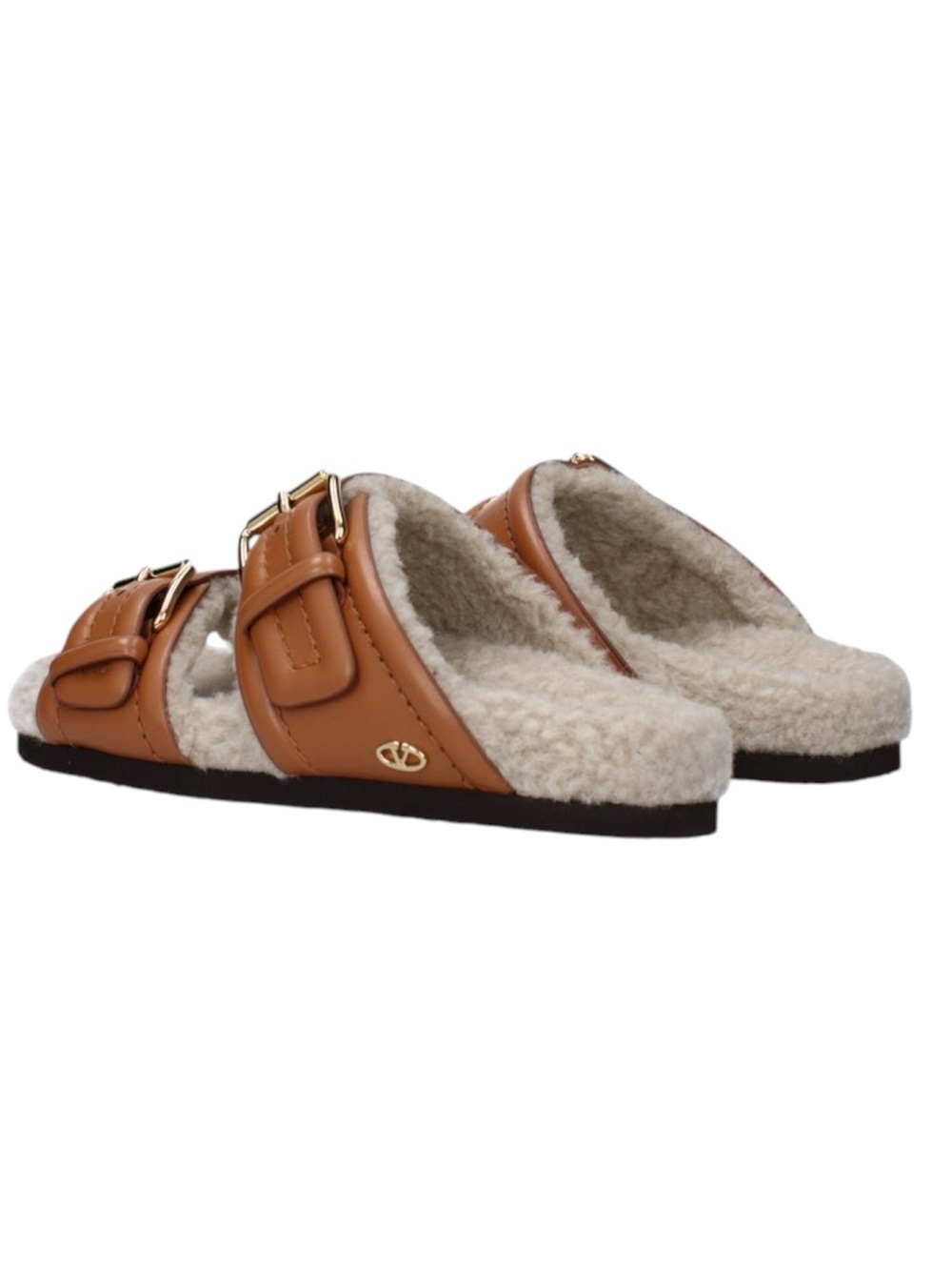 Valentino Garavani Women's Flip-Flops And Wooden Shoes, Leather, Brown/Almond - Picture 4 of 7